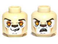 LEGO part Minifigure, Head Dual Sided Alien Chima Lion with Orange Eyes, Brown Nose, Crooked Smile / Open Mouth Pattern (Leonidas) 3626pb0881
