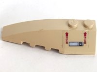 LEGO part Wedge 6 x 2 Left with 'OPEN', Arrows and Lock Pattern (Sticker) - Sets 7298 / 7477 41748pb053