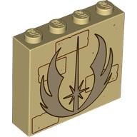 LEGO part Brick 1 x 4 x 3 with Dark Tan Jedi Order Insignia with Dark Brown Outline, Reddish Brown Bricks and Medium Nougat Dots Pattern 49311pb036