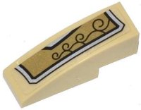 LEGO part Slope, Curved 3 x 1 with Gold and Silver Armor Plate with 4 Black Swirls Pattern Model Right Side (Sticker) - Set 70123 50950pb070R