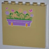 LEGO part Panel 1 x 6 x 5 with Flower Box and Butterflies Pattern Right (Sticker) - Set 3189 59349pb052R
