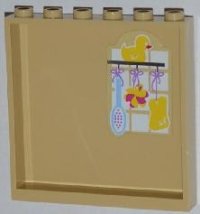 LEGO part Panel 1 x 6 x 5 with Yellow Duck, Brush and Sponges Pattern on Inside (Sticker) - Set 3315 59349pb059