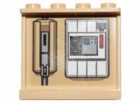 LEGO part Panel 1 x 4 x 3 with Side Supports - Hollow Studs with SW The Razor Crest Mechanical Elements and Steering Panel Pattern (Sticker) - Set 75292 60581pb148