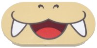 LEGO part Tile, Round 2 x 4 Oval with Dark Brown Nostrils and Dark Red Open Mouth Smile with Red Tongue and White Fangs Pattern (Super Mario Larry Lower Face) 66857pb003