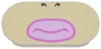 LEGO part Tile, Round 2 x 4 Oval with Dark Brown Nostrils, Bright Pink Lips, and Dark Pink Closed Mouth Pattern (Super Mario Wendy Lower Face) 66857pb040