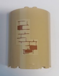 LEGO part Cylinder Half 3 x 6 x 6 with 1 x 2 Cutout with Brick Wall with Medium Nougat Mortar on Tan Background Pattern (Sticker) - Set 75948 87926pb010