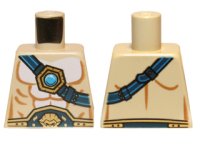 LEGO part Torso Bare Chest with Body Lines, Dark Blue and Gold Belt and Strap, and Dark Azure Round Jewel (Chi) Pattern 973pb1352