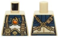 LEGO part Torso Chima Female Outline with Dark Blue and Gold Armor with Scales, Straps, Pouches and Fire Chi Emblem Pattern 973pb1833
