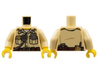 LEGO part Torso Police Shirt with Pockets, Silver Radio and Badge, Brown Belt with Canteen and Phone Pattern / Tan Arms / Yellow Hands 973pb1904c01