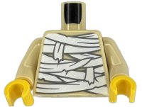 LEGO part Torso White and Dark Bluish Gray Mummy Wrappings Pattern (BAM) / Tan Arms / Yellow Hands 973pb6318c01