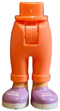 LEGO part Mini Doll Hips and Trousers with Back Pockets and Cuffs with Molded Medium Tan Ankles and Feet and Printed Medium Lavender Shoes with White Laces and Soles Pattern - Thick Hinge 100937c00pb007