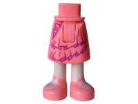 LEGO part Mini Doll Hips and Skirt Mid-Length with Molded Light Nougat Legs and Printed Dark Purple Layers and Ruffles and Coral Sandals Pattern - Thick Hinge 109803c00pb01