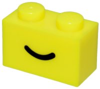 LEGO part Brick 1 x 2 with Black Smile Curved Line Pattern 3004pb302