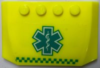 LEGO part Wedge 4 x 6 x 2/3 Triple Curved with Dark Turquoise EMT Star of Life and Checkered Stripe Pattern (Sticker) - Set 60330 52031pb188
