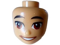 LEGO part Mini Doll, Head Friends Male with Black Eyebrows, Reddish Brown Eyes, and Open Mouth Smile with Teeth Pattern 101222