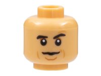 LEGO part Minifigure, Head Black Eyebrows, Dark Orange Eye Shadow and Chin Dimple, Nougat Cheek Lines, Neutral Pattern - Hollow Stud 3626pb3066