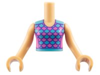 LEGO part Torso Mini Doll Girl Dark Pink and Medium Azure Top with Scales and Dark Purple Edges Pattern, Medium Tan Arms with Hands FTGpb415c01