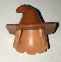 LEGO part Minifigur, Haare Kombo, Haare mit Hut, Mittellang Struppig mit geformtem dunkelorange schlaffem Hexenhutmuster 20606pb02