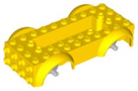 LEGO part Véhicule, Base 5 x 10 x 2 1/2 avec Garde-Boue et 6 x 2 Centre Encastré avec 3 Trous avec Supports de Roues Gris Bleuâtre Clair Attachés 11650c02