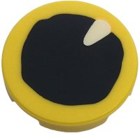 LEGO part Tile, Round 2 x 2 with Bottom Stud Holder with Eye with Black Pupil and White Teardrop Shaped Glint Pattern 14769pb688