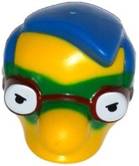 LEGO part Minifigure, Head, Modified Simpsons Milhouse Van Houten with Green Mask Pattern 16735c01pb02