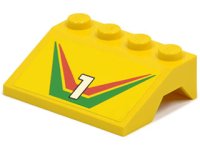 LEGO part Véhicule, Aile 3 x 4 Pente avec Motif Numéro 1 et Rayure Rouge / Verte (Autocollant) - Set 6550 2513pb07