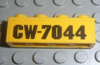 LEGO part Brick 1 x 4 with Black 'CW-7044' Pattern (Sticker) - Set 7044 3010pb093