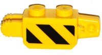 LEGO part Hinge Brick 1 x 2 Locking, 9 Teeth with Black and Yellow Thin Danger Stripes, Black Corner Top Right Pattern on Both Sides (Stickers) - Set 60124 30386pb06