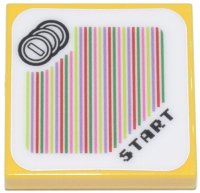 LEGO part Tile 2 x 2 with Super Mario Scanner Code Coins and 'START' Pattern (Sticker) - Sets 71390 / 71434 3068pb1954