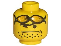 LEGO part Minifigure, Head Glasses with Orange Sunglasses on Forehead, Stubble Pattern 3626pb0116