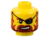 LEGO part Minifigure, Head Beard Red-Brown, Sneer, Eye Patch Pattern 3626pb0323