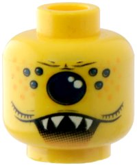 LEGO part Minifigure, Head Alien with Single Eye, Spots, and Jagged Teeth Pattern 3626pb0329