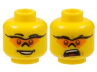 LEGO part Minifigure, Head Dual Sided Glasses with Orange Lenses, Smile / Mouth Open Upset Pattern 3626pb0583