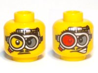 LEGO part Minifigure, Head Dual Sided Glasses, Red and Gray Lens / Clear and Gray Lens Pattern 3626pb0771