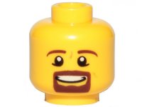 LEGO part Minifigure, Head Male Brown Beard and Eyebrows, Goatee, Pupils, Teeth Pattern 3626pb0852