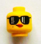 LEGO part Minifigure, Head Female Black Sunglasses, Red Lips, Beauty Mark, Smirk Pattern 3626pb0918