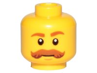 LEGO part Minifigure, Head Dark Orange Eyebrows and Bushy Moustache Pattern 3626pb1564
