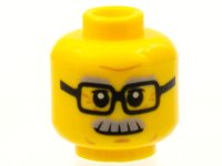 LEGO part Minifigure, Head Light Bluish Gray Bushy Eyebrows and Moustache, Black Glasses, Medium Nougat Chin Dimple and Wrinkles, Slight Grin Pattern 3626pb1566
