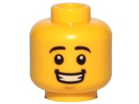 LEGO part Minifigure, Head Black Eyebrows, Medium Nougat Chin Dimple, Open Mouth Smile with Teeth Pattern 3626pb1569
