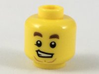 LEGO part Minifigure, Head Dark Brown Eyebrows, Lopsided Grin, Medium Nougat Anchor Beard Pattern 3626pb2146