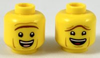 LEGO part Minifigure, Head Dual Sided Reddish Brown Unibrow, Open Mouth Smile, Raised Unibrow / Lowered Unibrow Pattern (President Business) - Hollow Stud 3626pb2315