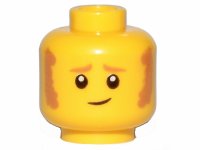 LEGO part Minifigure, Head Medium Nougat Eyebrows and Sideburns, Worried Lopsided Grin Pattern - Hollow Stud 3626pb2523