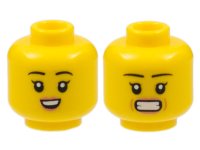 LEGO part Minifigure, Head Dual Sided Female, Black Eyebrows, Peach Lips, Small Smile with Teeth / Stressed Pattern - Hollow Stud 3626pb3096