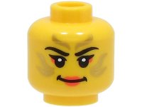 LEGO part Minifigure, Head Female Black Eyebrows, Gold Stripes Face Paint, Coral Lips and Eye Shadow, Smile Pattern - Hollow Stud (BAM) 3626pb3314