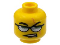 LEGO part Minifigure, Head Glasses with Green and Silver Sunglasses and Scar Pattern 3626px319