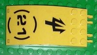 LEGO part Windscreen 8 x 4 x 2 Curved with Locking Dual 2 Fingers with Black Trident, Broken Circle, and '21' Pattern (Sticker) - Set 7774 46413pb002