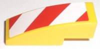 LEGO part Slope, Curved 3 x 1 with Red and White Danger Stripes Pattern Model Left Side (Sticker) - Sets 7208 / 7630 / 7633 / 7936 50950pb009l