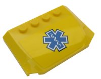 LEGO part Wedge 4 x 6 x 2/3 Triple Curved with Blue EMT Star of Life on Yellow Background Pattern (Sticker) - Set 60203 52031pb132