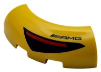 LEGO part Brick, Round Corner 3 x 3 without Studs with Black and Red Taillight and AMG Logo Pattern 65617pb01L