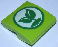 LEGO part Pente, Courbe 2 x 2 x 2/3 avec Germe Vert avec 2 Feuilles sur Motif de Cercle Blanc 15068pb453